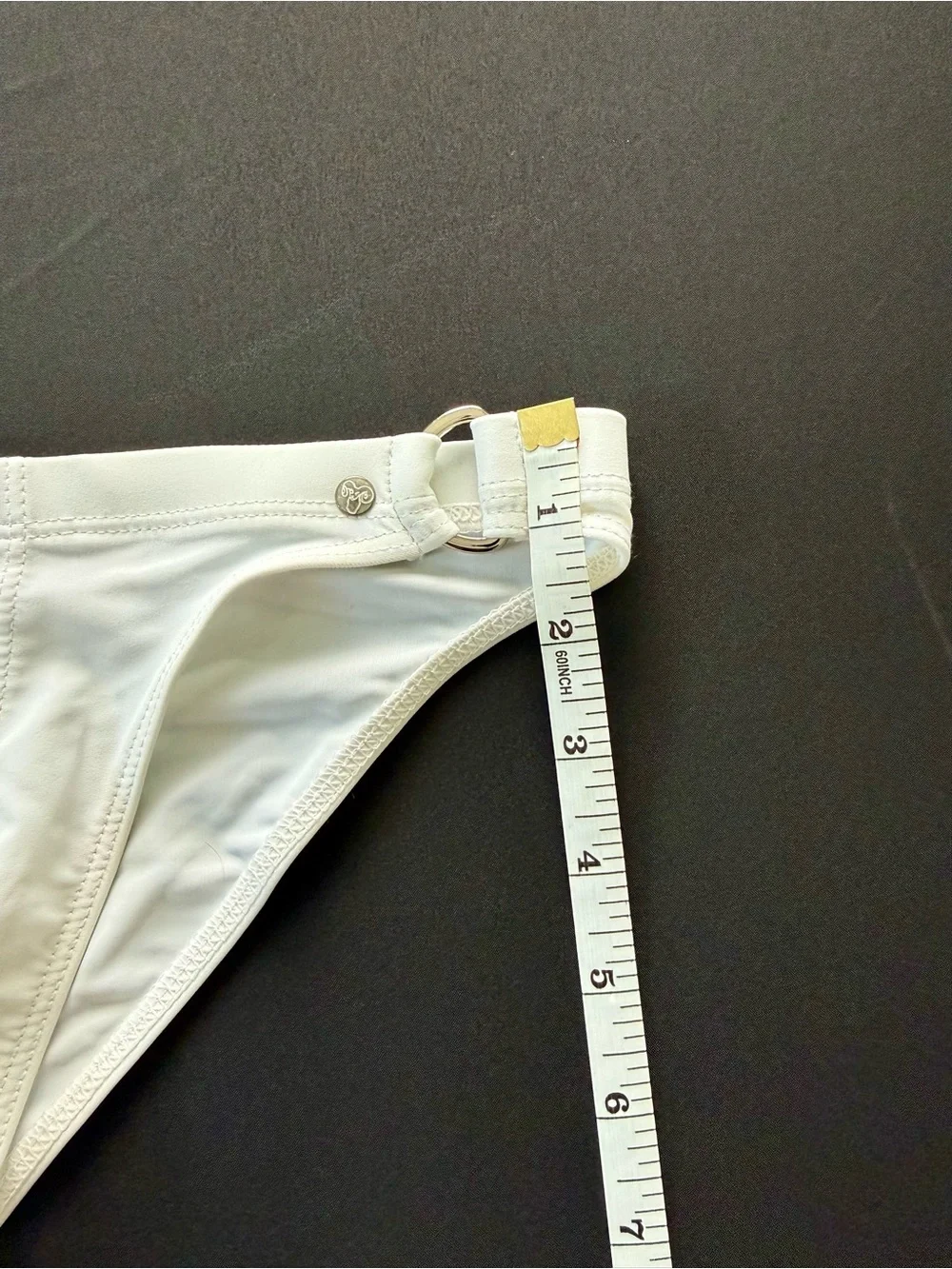 White Men's Swim Brief with Side Ring Details